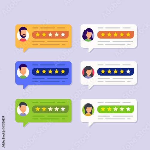 User reviews and feedback concept. User reviews online. Customer feedback review experience rating concept. User client service message