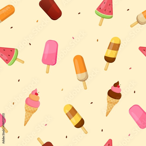 Ice cream seamless pattern background vector illustration