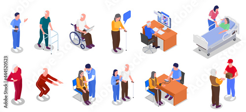 Elderly People Healthcare Isometric