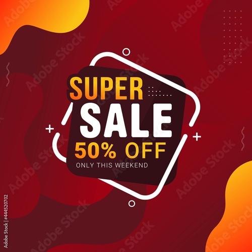 Super sale banner template for flash sale discount promotion
