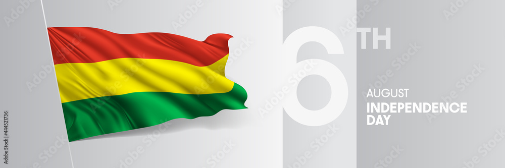Obraz premium Bolivia happy independence day greeting card, banner vector illustration