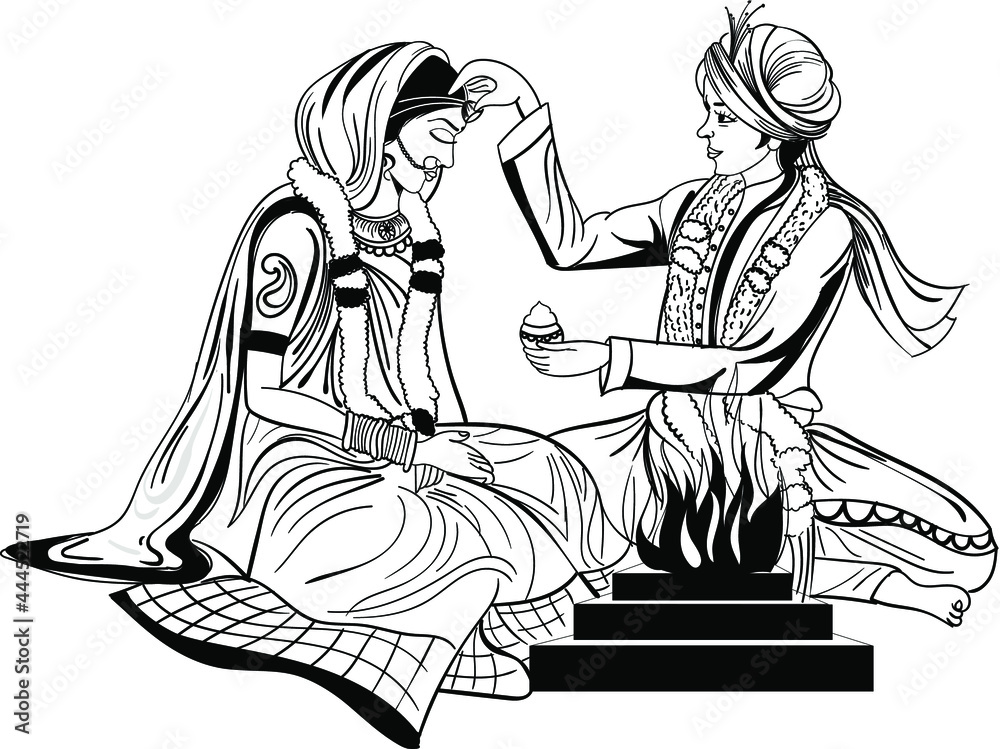 INDIAN WEDDING SYMBOL GROOM AND BRIDE SINDOOR FUNCTION WITH WEDDING
