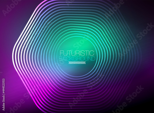 Neon color square shape lines abstract background. Shiny magic energy and motion concept, vector abstract wallpaper background