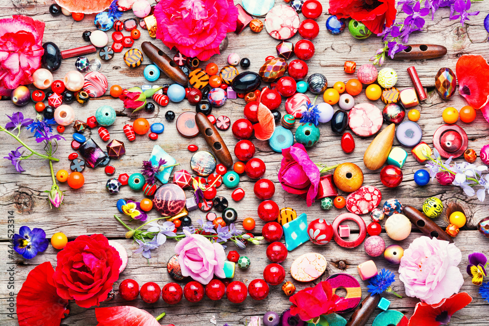 Assorted colored beads for jewelry