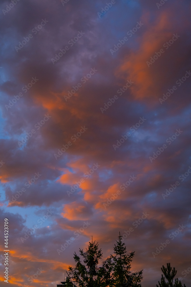 colorful and dramatic sunset sky