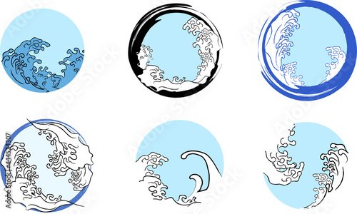 浮世絵風_白波_ロゴ_アイコン_セット