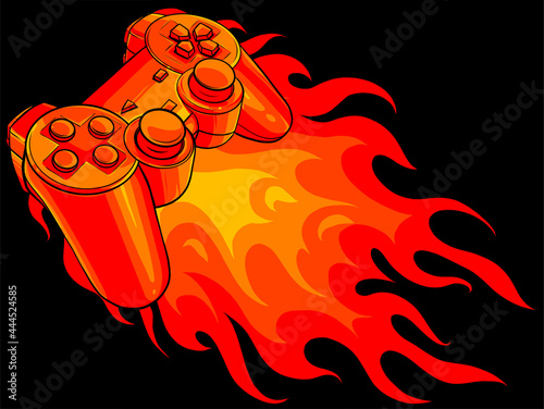 game pad with a fire for gaming vector