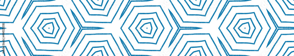 Mosaic seamless border. Blue symmetrical Mosaic seamless border. Blue symmetrical