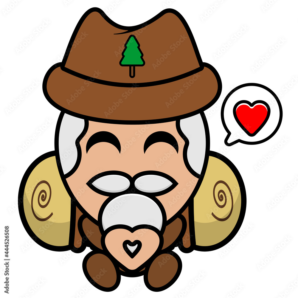 cartoon vector cute old man character who loves camping with hands forming love cartoon vector cute old man character who loves camping with hands forming love