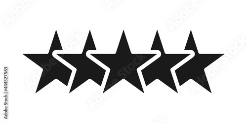 Fototapeta Naklejka Na Ścianę i Meble -  Customer review rating icon vector illustration. 5 star rating icon vector design template. Review Rating with Five Star vector icon flat design for website, symbol, logo, sign, mobile, app, UI.