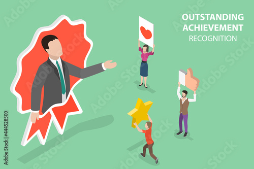 3D Isometric Flat Vector Conceptual Illustration of Outstanding Achievement Recognition, Best Candidate Reputation