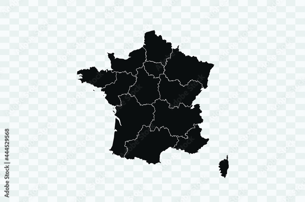 France map black Color on Backgound Png