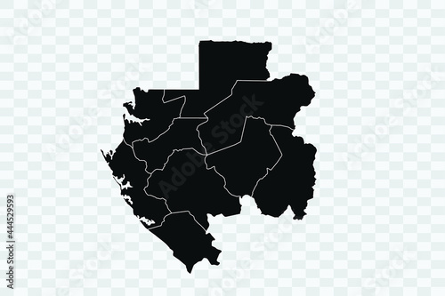 Gabon map black Color on Backgound Png