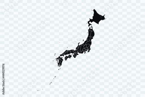 Japan map black Color on Backgound Png