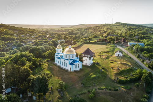 Fényképezés Aerial sunset view of Busha state Historical and Cultural Reserve, located on Podillya, Vinnytsa region, Ukraine