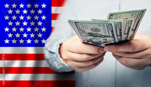 фотографія American dollars in hands