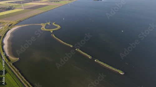 Tulip island Aerial drone view in Zeewolde, The Netherlands europe. photo