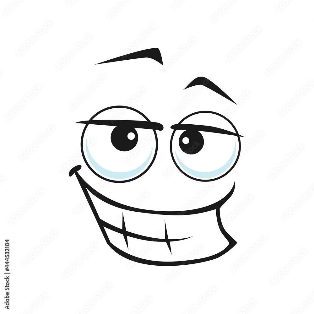 Smiling emoji with big toothy smile isolated icon. Vector grinning