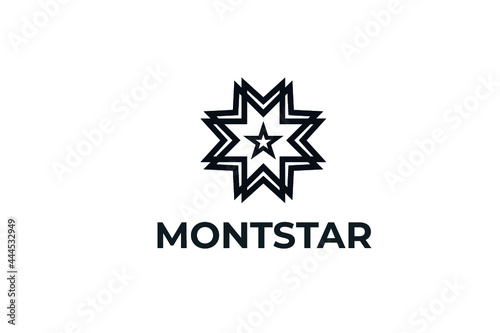 Star and M letter logo design
