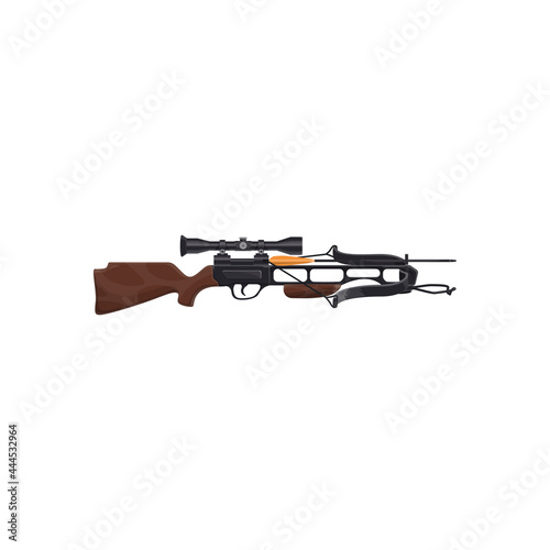 Optical weapon, sniper rifle isolated firearm realistic icon. Vector telescopic gun, hunting equipment, accuracy international arctic warfare. Army fight ammunition, quarter battle combat shotgun