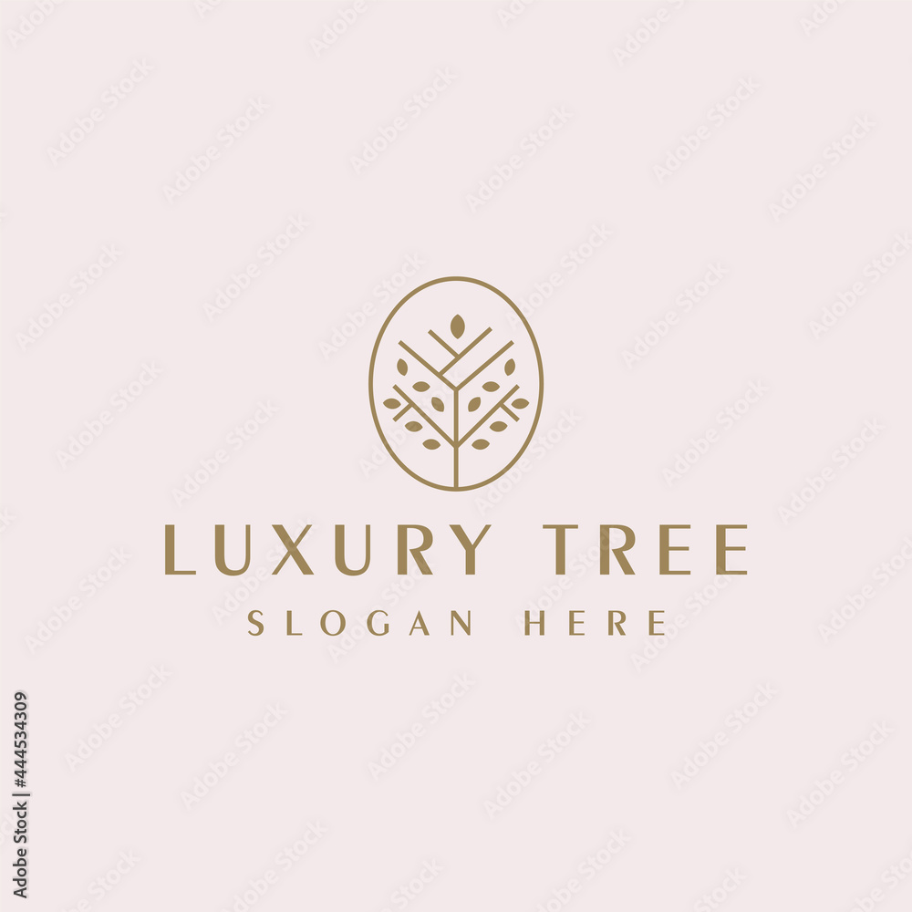 Luxury tree logo design premium vector