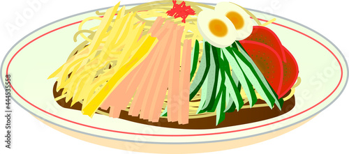 横から見たシンプルな冷やし中華