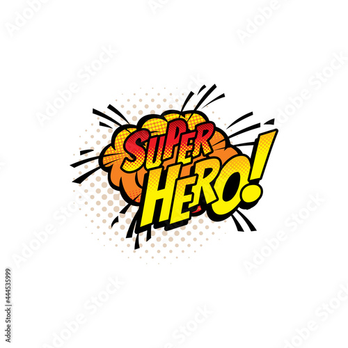 Super hero pop art comic halftone cloud or bubble vector icon. Cartoon boom bang retro sound blast explosion with dotted pattern. Superhero popart isolated half tone emblem