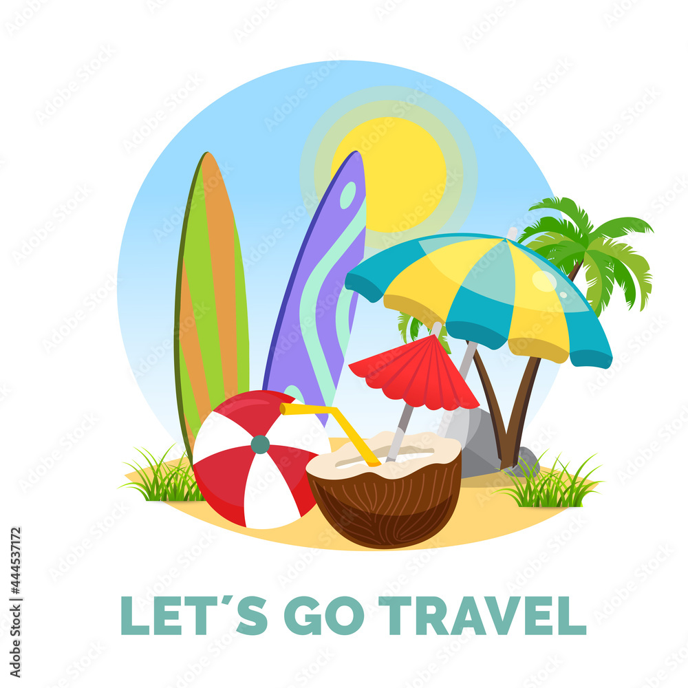 Naklejka premium travelling vacation design illustration with cartoon style
