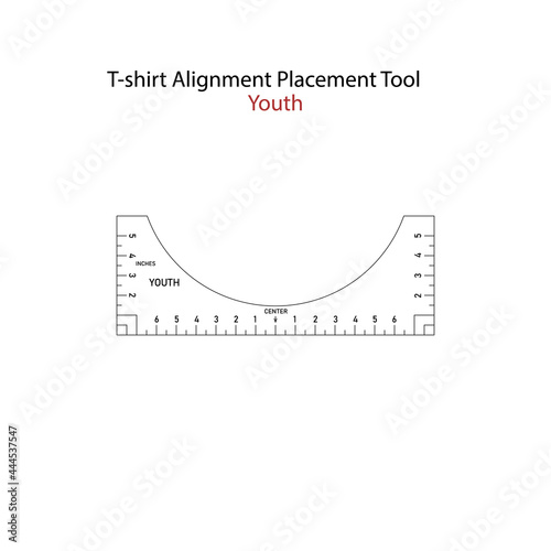 T shirt Ruler Bundle. T-shirt Alignment Placement Tool Youth - front,. Printable template. Stock illustration