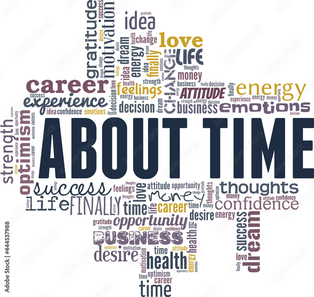 About time vector illustration word cloud isolated on a white background.