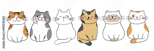 Draw vector illustration banner design funny cats Doodle cartoon style