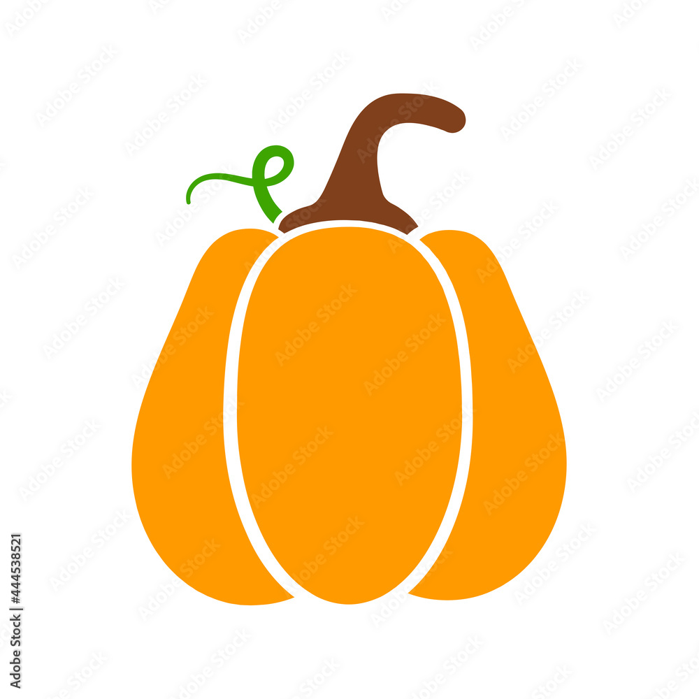 Yellow pumpkin vector for carving scary ghost faces for Halloween. - obrazy, fototapety, plakaty 