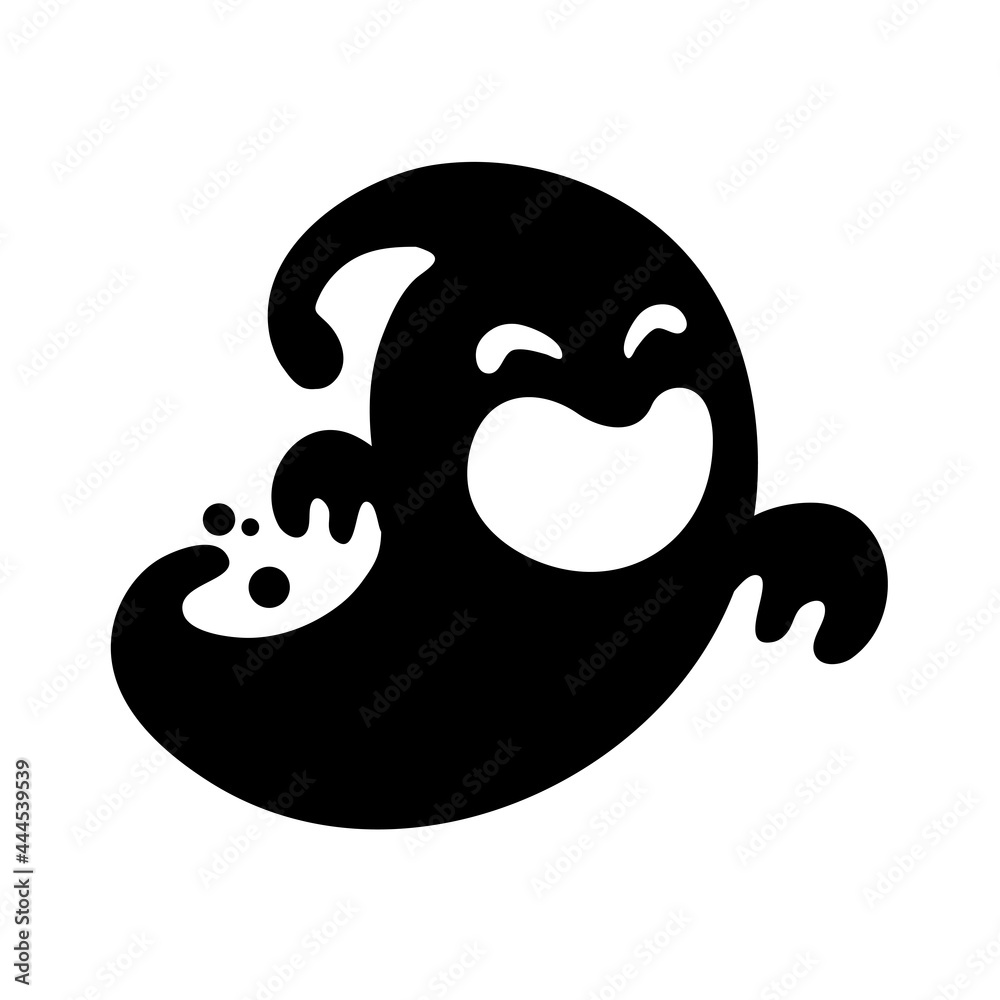 Fototapeta premium A cartoon white evil ghost that has fun haunting people on Halloween.