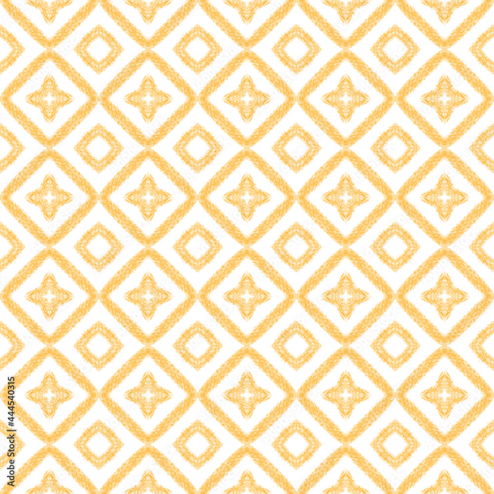 Arabesque hand drawn pattern. Yellow symmetrical Arabesque hand drawn pattern. Yellow symmetrical