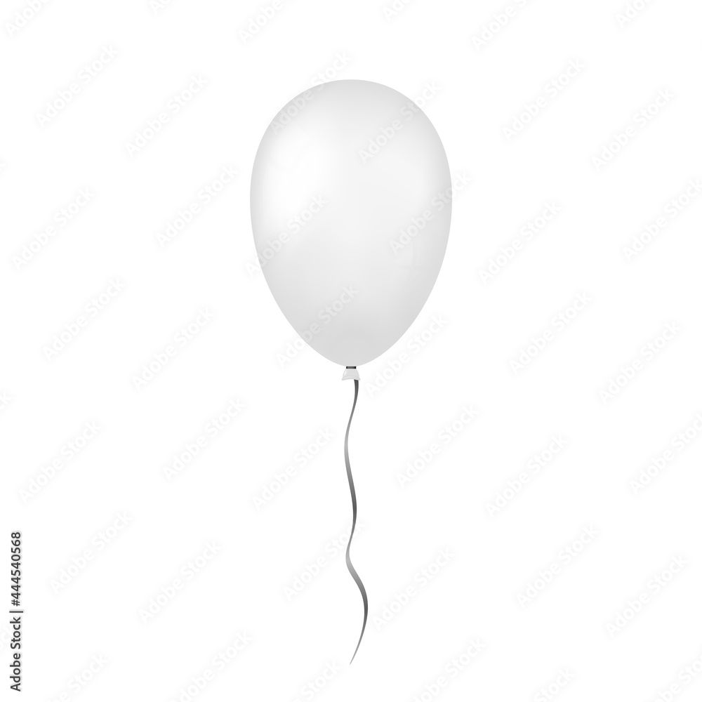 Balloon 3D icon, isolated on white background. Baloon mockup for Halloween party celebration. Realistic silver design. Helium gift ballon with ribbon. Glossy decoration. Vector illustration Balloon 3D icon, isolated on white background. Baloon mockup for Halloween party celebration. Realistic silver design. Helium gift ballon with ribbon. Glossy decoration. Vector illustration