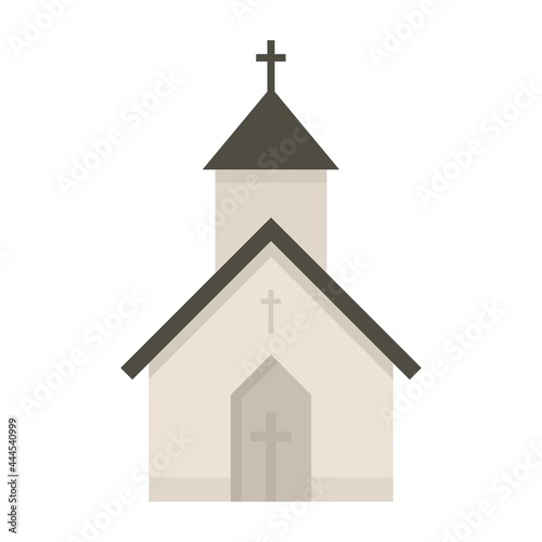 Rural church icon flat isolated vector