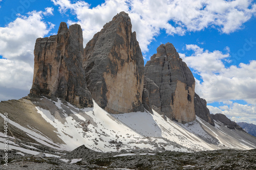 Tre Cime die Lavaredo rock formation in the Dolomites  Italy