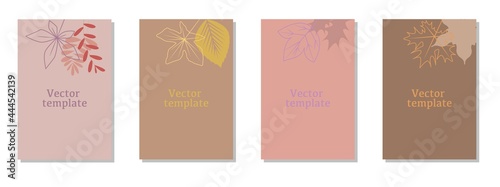 Set of autumn concept leaflet frame. Autumn and winter natural plants decoration vector template. Beautiful natural brochure design. Vector illustration. © Lala