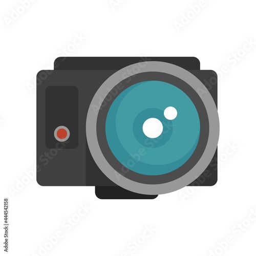 Fish eye action camera icon flat isolated vector