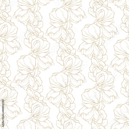 Seamless elegant pattern with magnolia flowers
