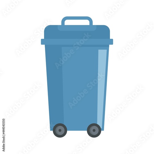 Plastic garbage bin icon flat isolated vector