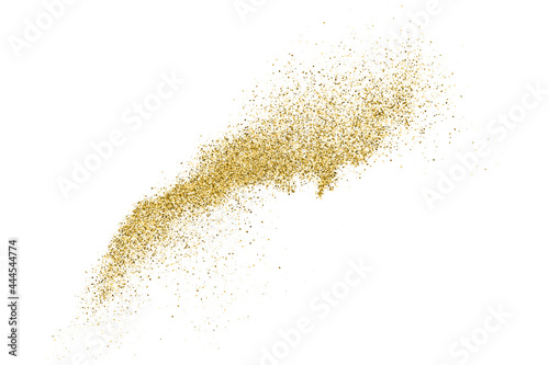 Gold Glitter Texture Isolated On White. Amber Particles Color. Celebratory Background. Golden Explosion Of Confetti. Vector Illustration, Eps 10.