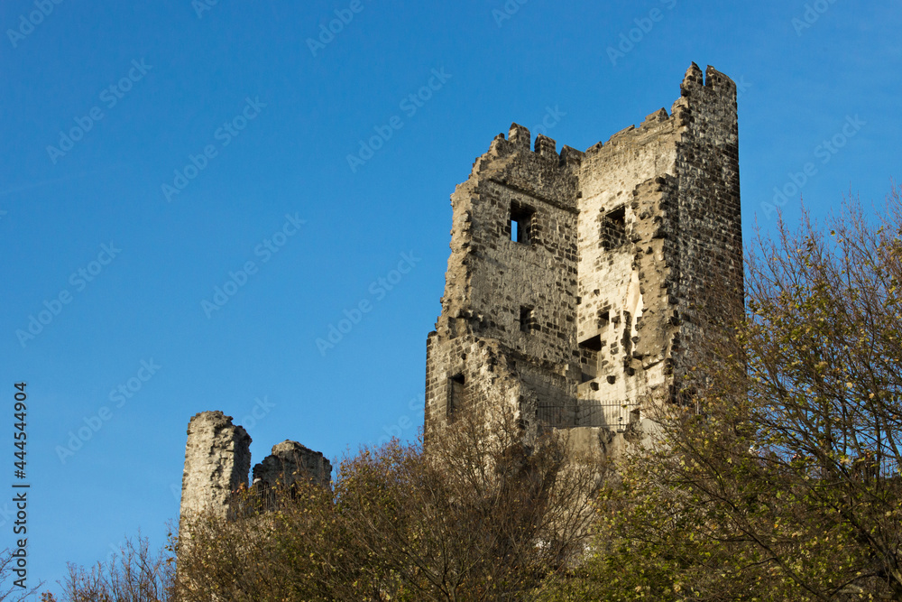 Remnants of a medieval castle on a mountain