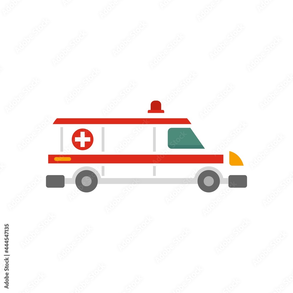Hospital ambulance icon flat isolated vector