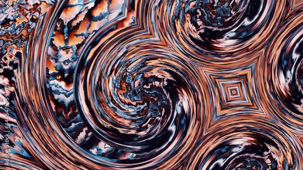 Abstract Fantasy Art Swirls of Grunge Marble Ink Texture. Chaos marble ink colorful fluid art wallpaper. 4K 3D Seamless Loop Design Spiral Background. Trendy acrylic texture with flowing effect.