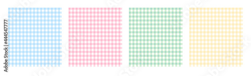 A set of vector abstract seamless patterns. The Vichy cage. Suitable for Easter backgrounds, textile printing, wrapping paper.