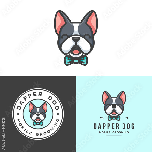 cute french bulldog logo