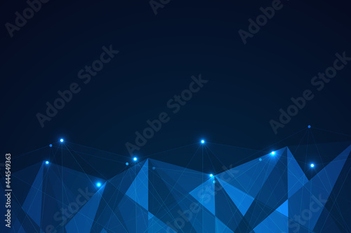Abstract technology background. Polygonal with connecting dots and lines. Data and technology concept, network connection