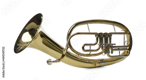 Tenor horn isolated on white. Wind musical instrument photo