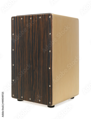 Cajon isolated on white. Percussion musical instrument photo